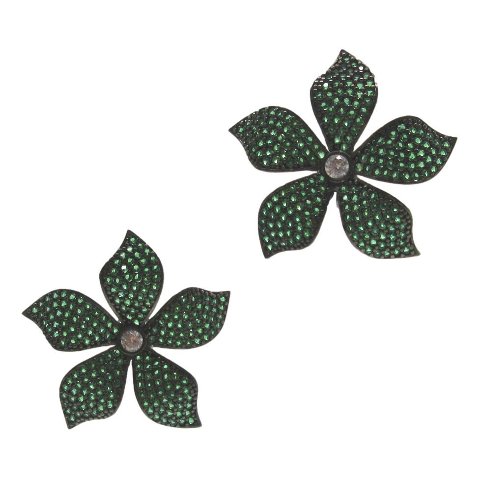 <i>Emerald Green Poinsetta Earrings</i>
