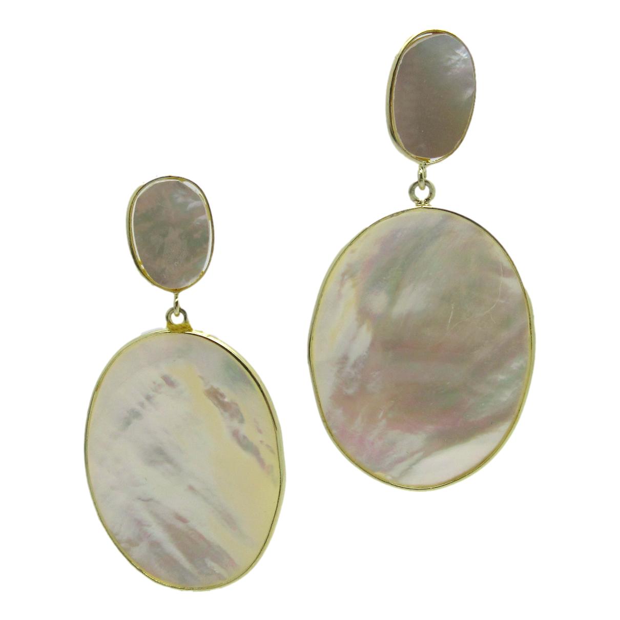 <i>Oval Mother of Pearl Drop Earrings</i>