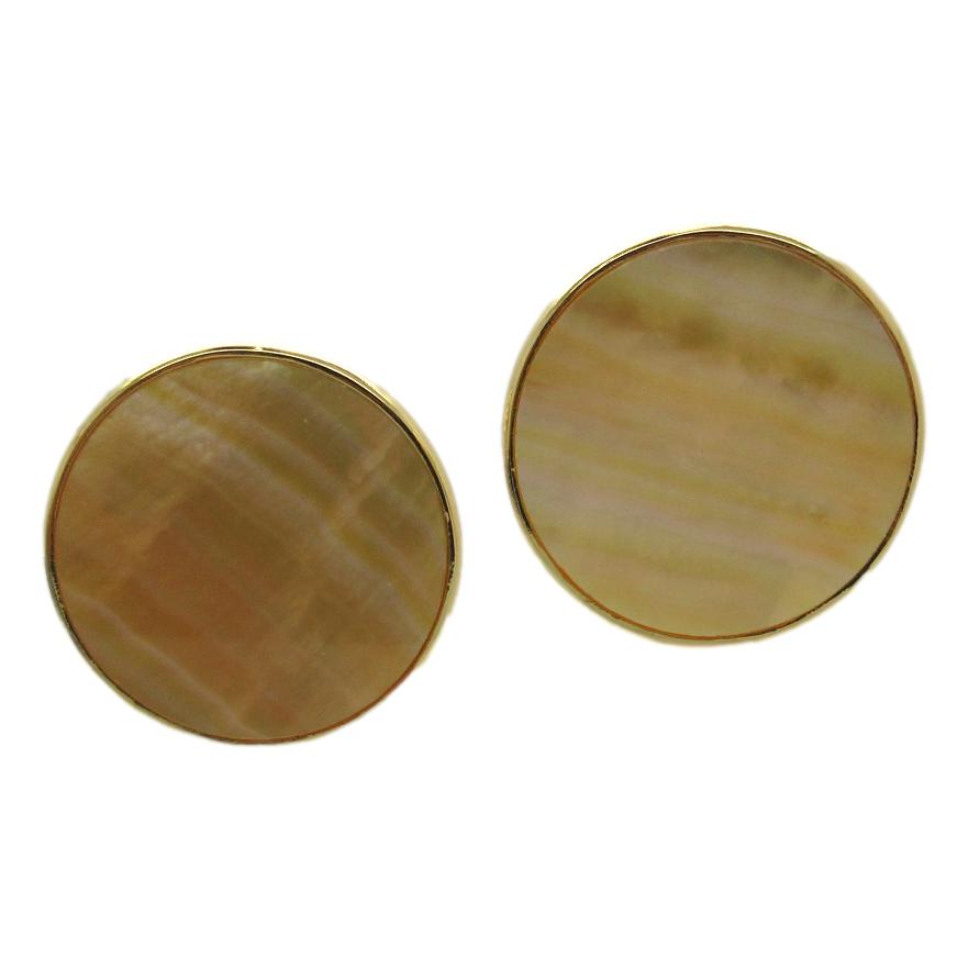 <i>Golden Mother of Pearl Disc Earrings</i>