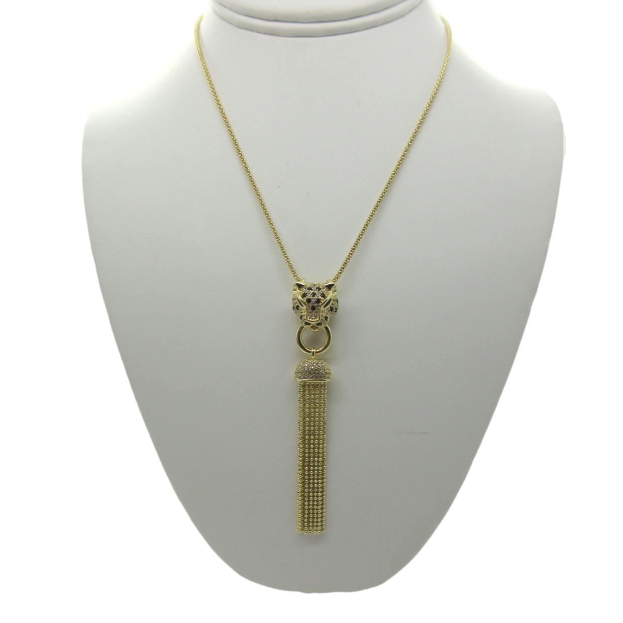 <i>Tiger/Fringe Necklace</i><br>Made in Italy<br>