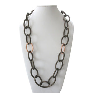 <i>Jumbo Oval Link Coated Necklace</i><br>Made in Italy<br>