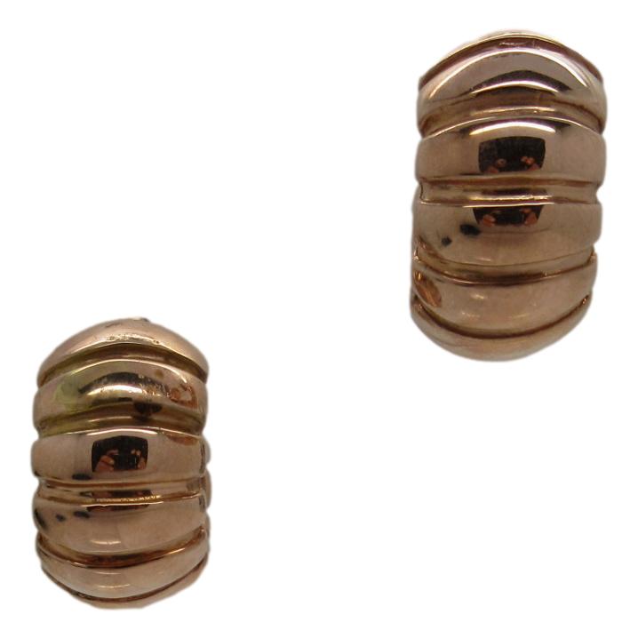 <i>Wide Ribbed Hoop Earrings</i><br>Made in Italy<br>