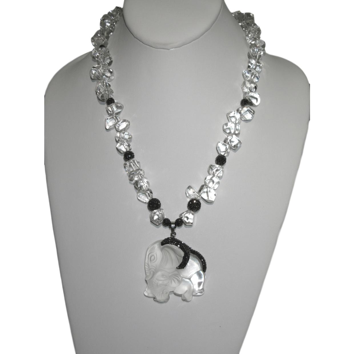Rock Crystal with Hemotite Crystal Accents Necklace By Marti Rosenburgh